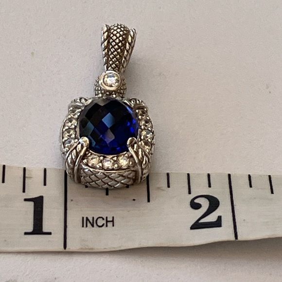 Judith Ripka Lab Created Sapphire Diamonique Sterling Silver Pendant Enhancer - Picture 5 of 5